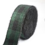 Faux Mink Velvet Plaid Jacquard Elastic Band – Green Base with Black Check (SKU-766)
