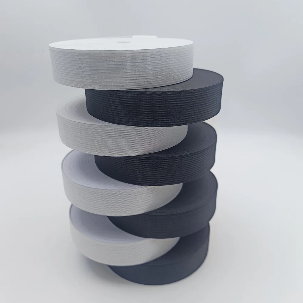 Assorted knitted elastic bands in different widths