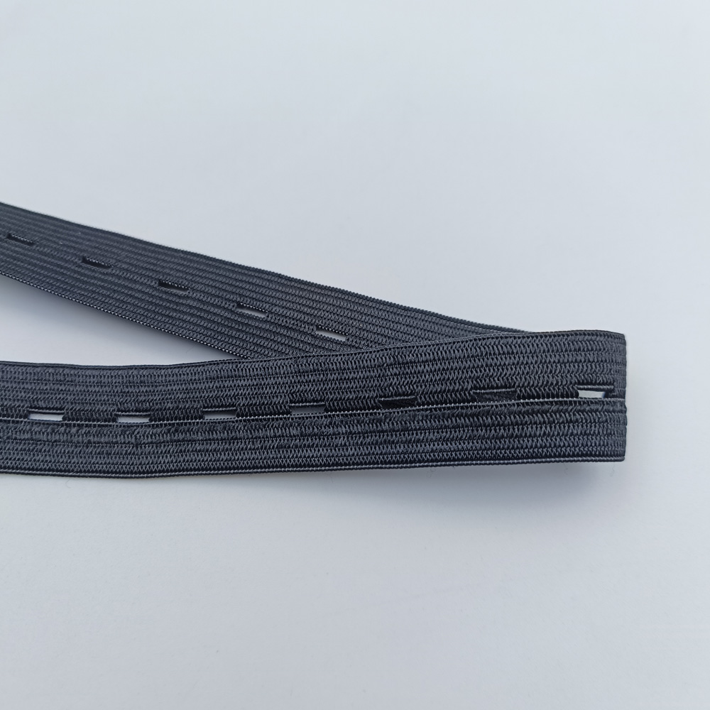 Custom width and custom colour buttonhole elastic tape for B2B garment programmes